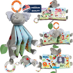 Bebe Mondo elephant touch-and-feel book front cover reveals soft textures