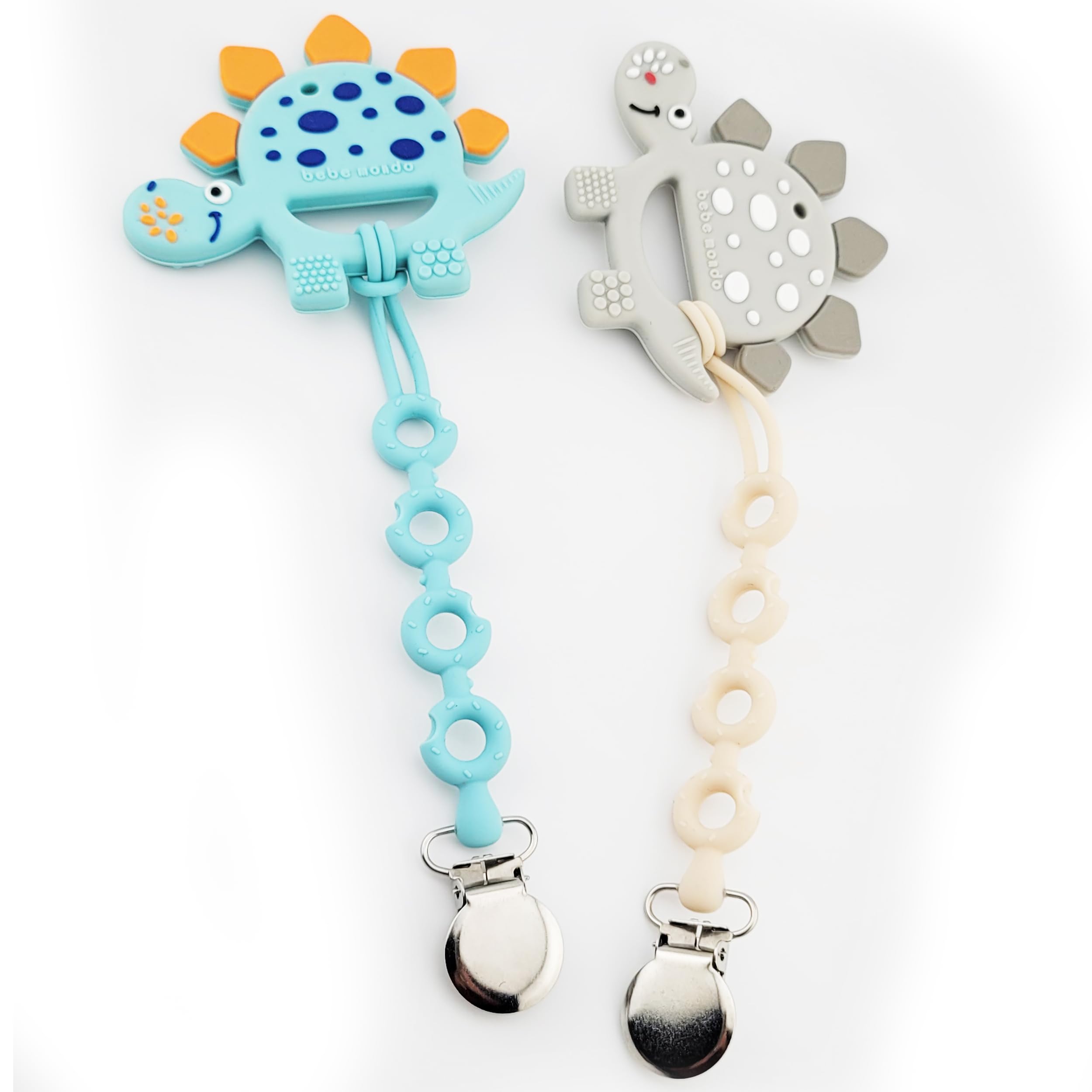 Bebe Mondo teether food-grade silicone for safe chewing and easy cleaning.