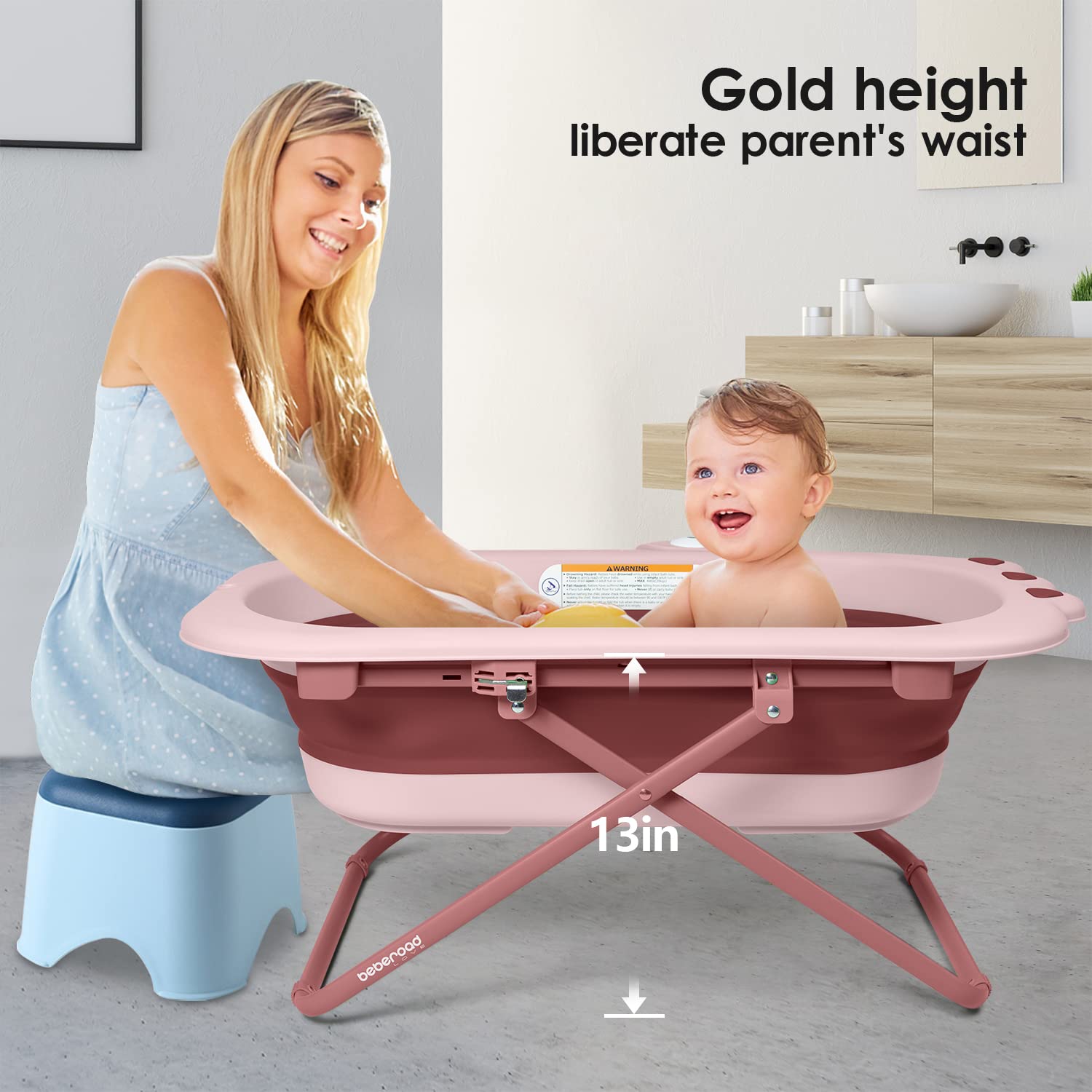 Beberoad Love adjustable-height tub supports comfortable bath for infants to toddlers