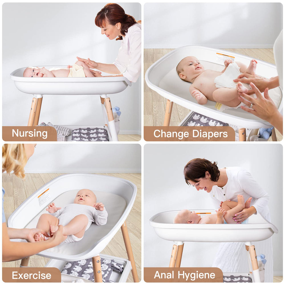 Beberoad Love changing table with storage shelves for handy organization.