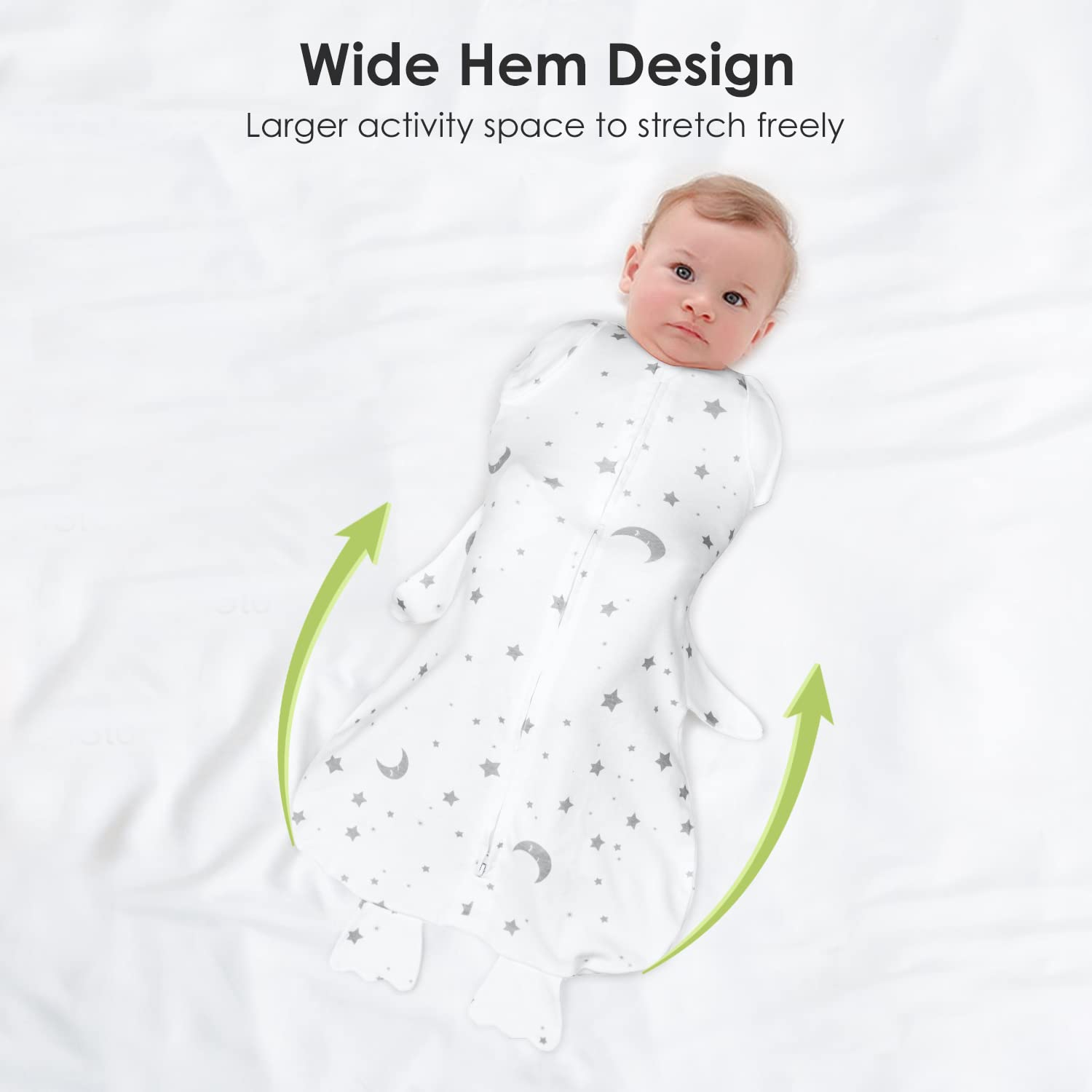 Beberoad Love swaddle elephant pattern with calm soothing visuals