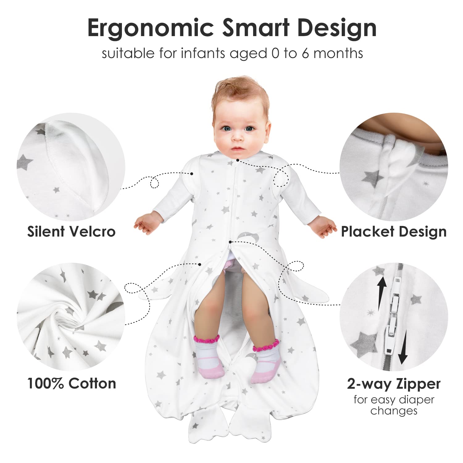 Beberoad Love swaddle breathable fabric helps regulate baby temperature