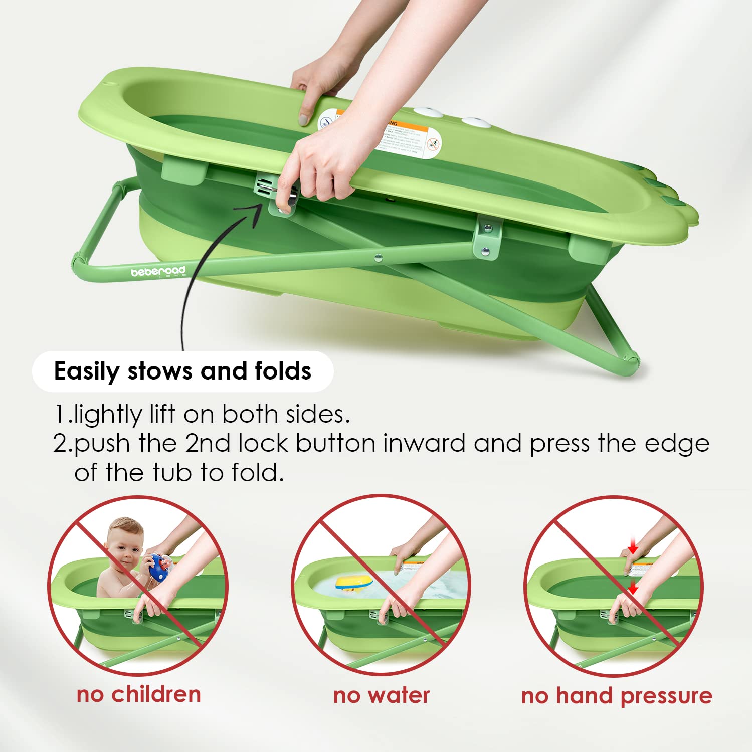 Beberoad Love non-slip design in green for safer bath times.