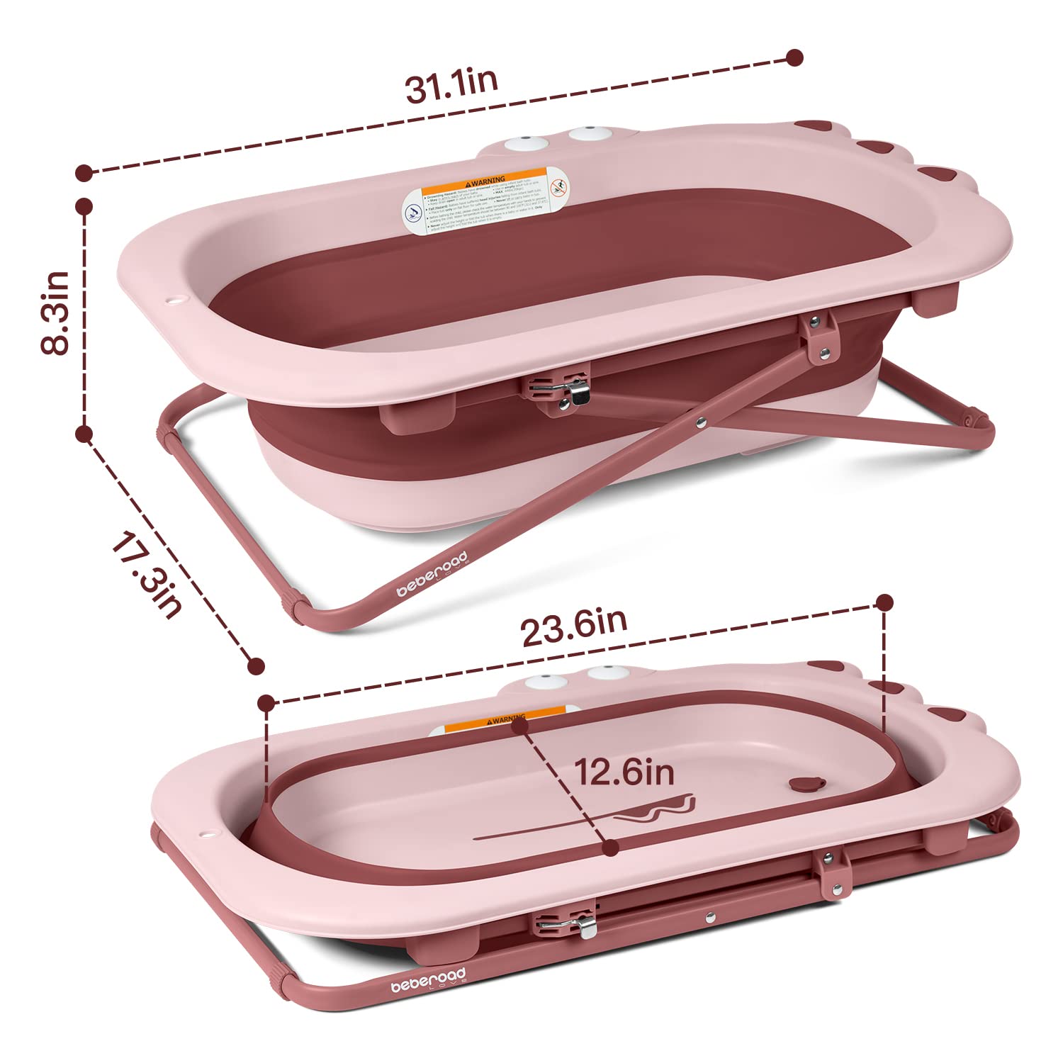 Beberoad Love pink, colorful design engages kids during bath