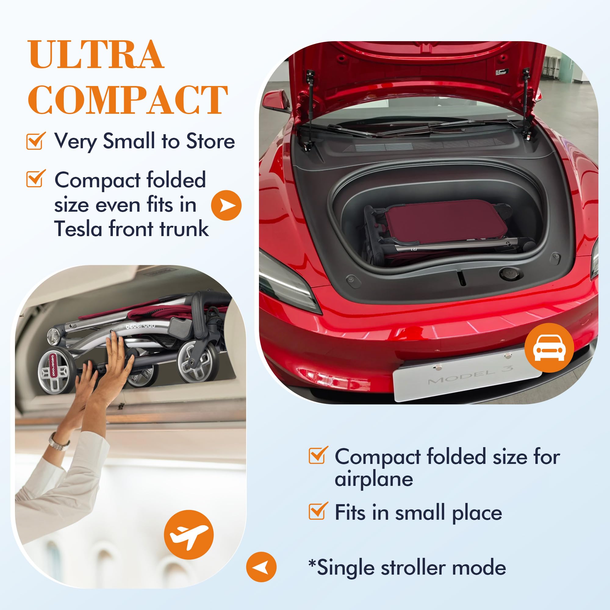 Beberoad Love R1 auto-folding mechanism simplifies packing.