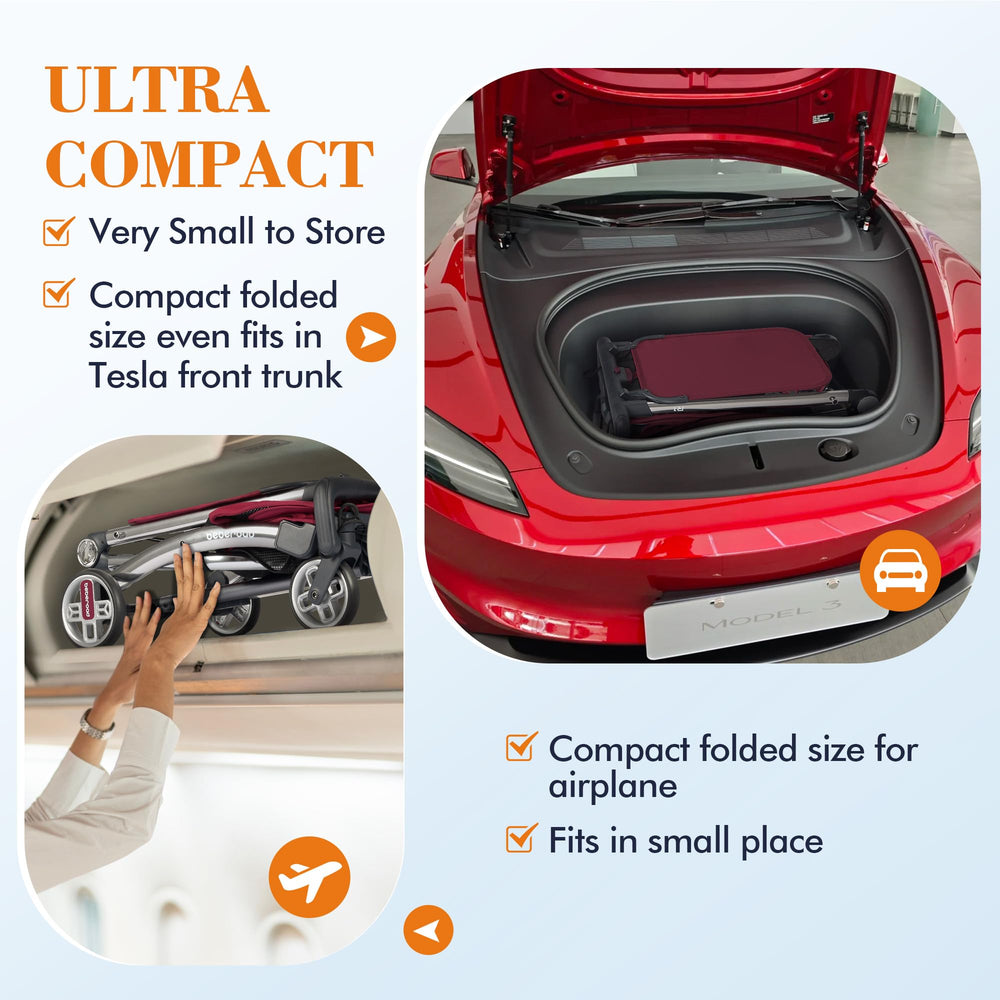 Beberoad Love R1 folded with strap, compact for quick packing.