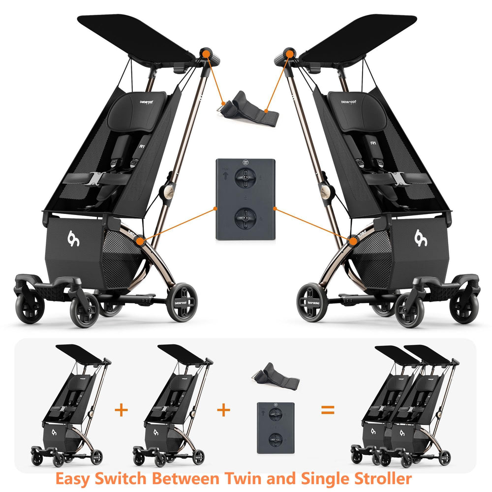Beberoad Love R1 side-by-side twin stroller letting both kids share the view