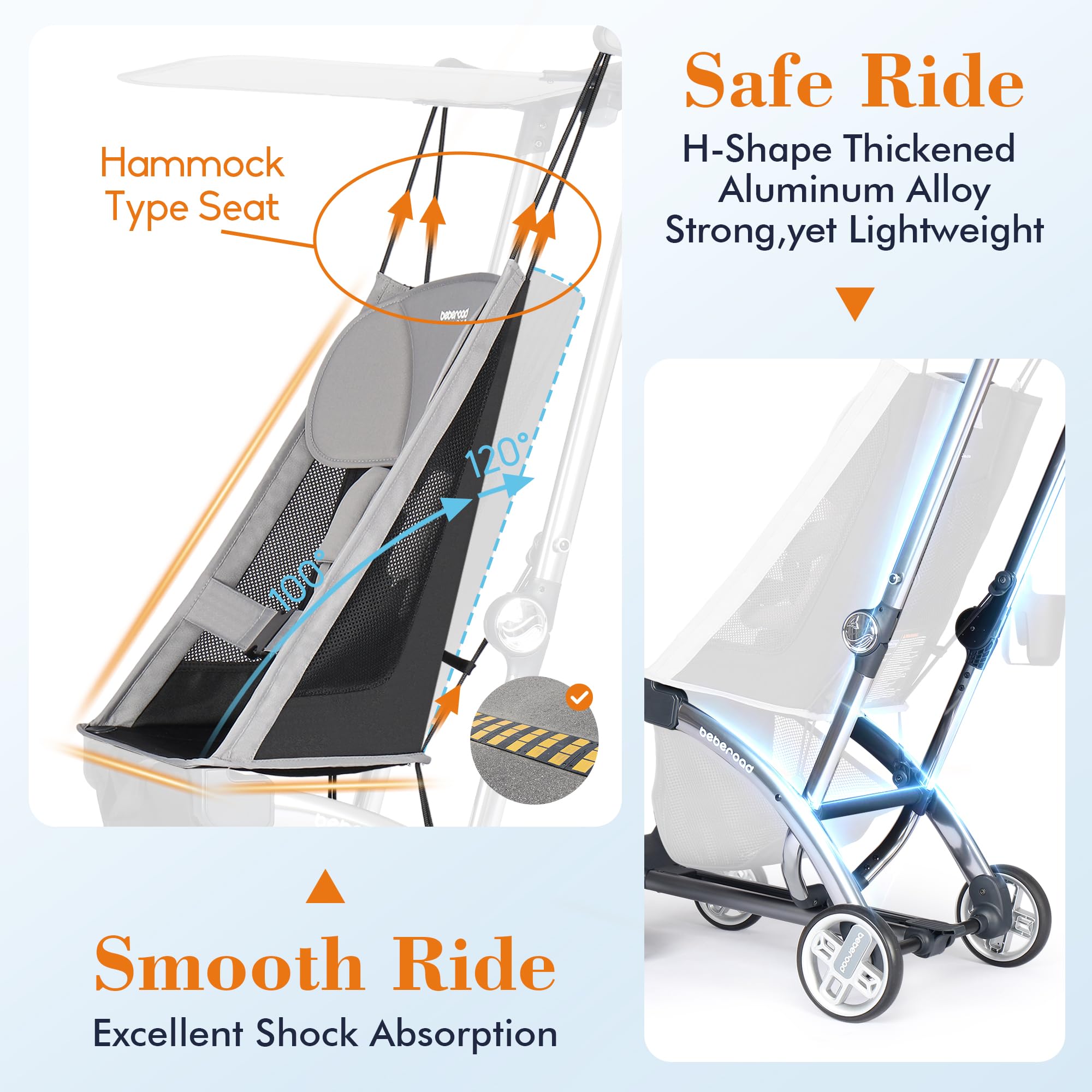 Beberoad Love R1 fits in car trunk for easy road trips.