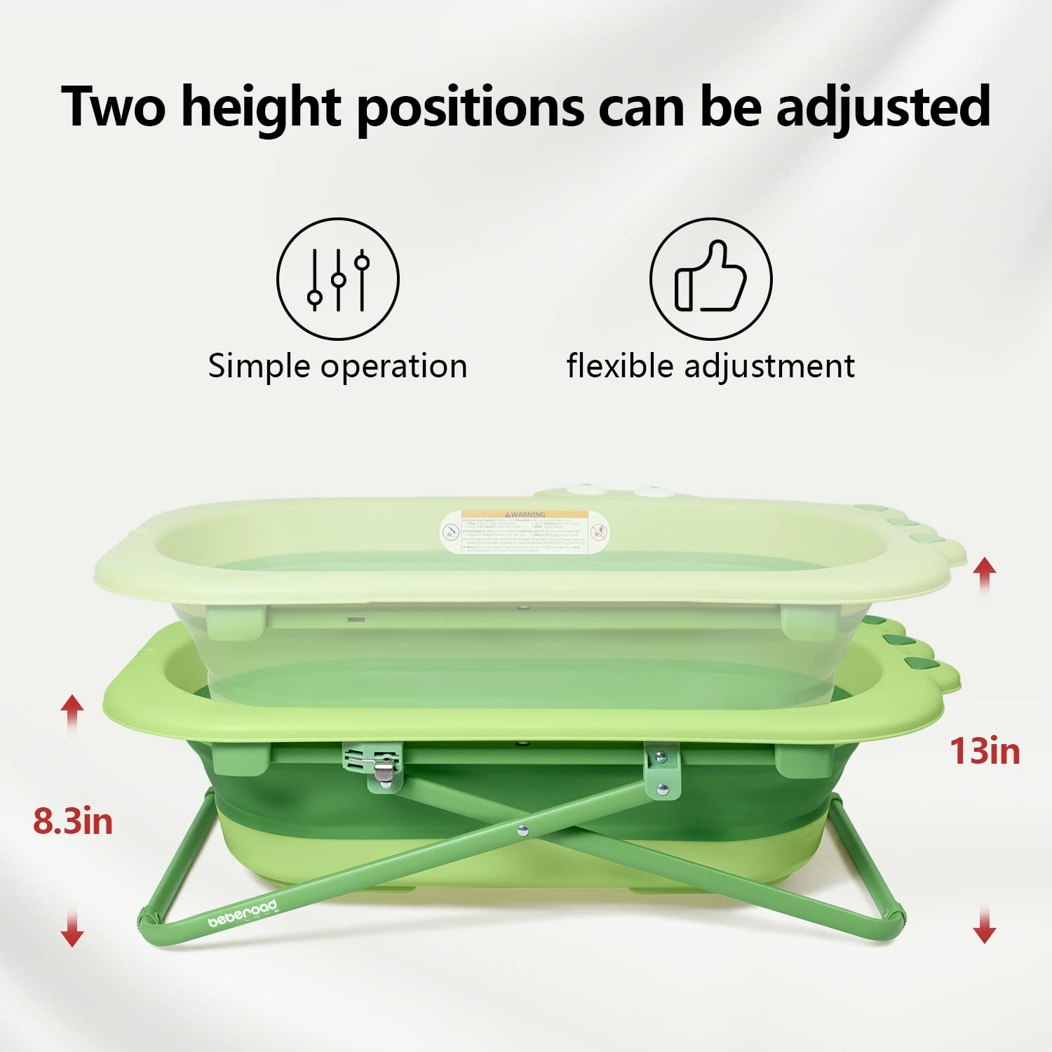 Beberoad Love space-saving bath tub green ideal for small bathrooms.