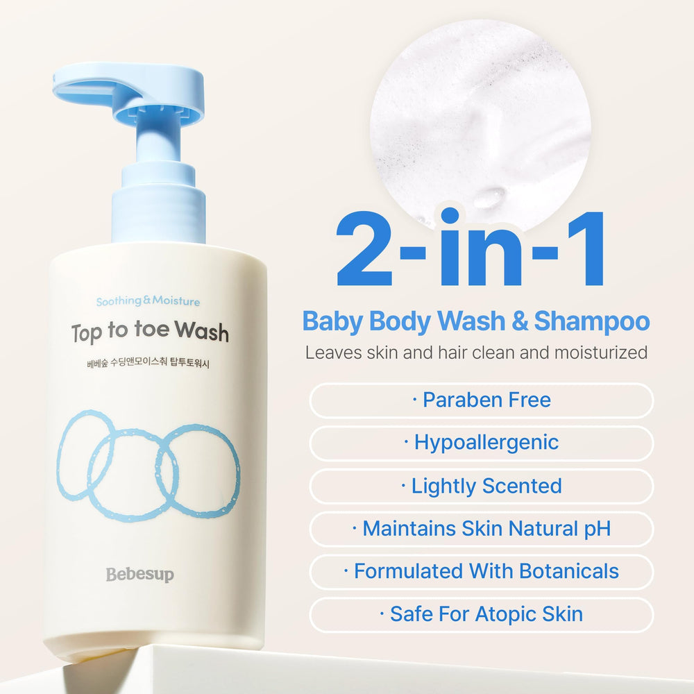 BEBESUP rich foam close-up illustrating gentle cleansing texture.