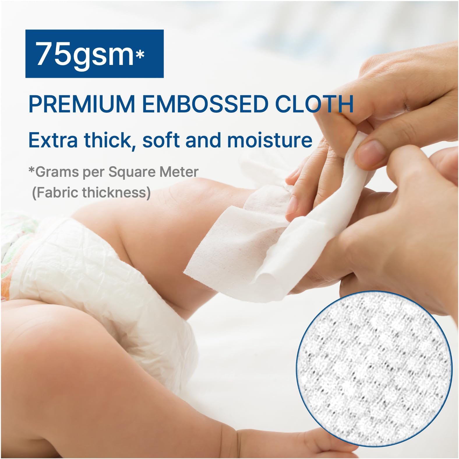 BEBESUP wipe being dispensed from flip-top pack for one-handed use