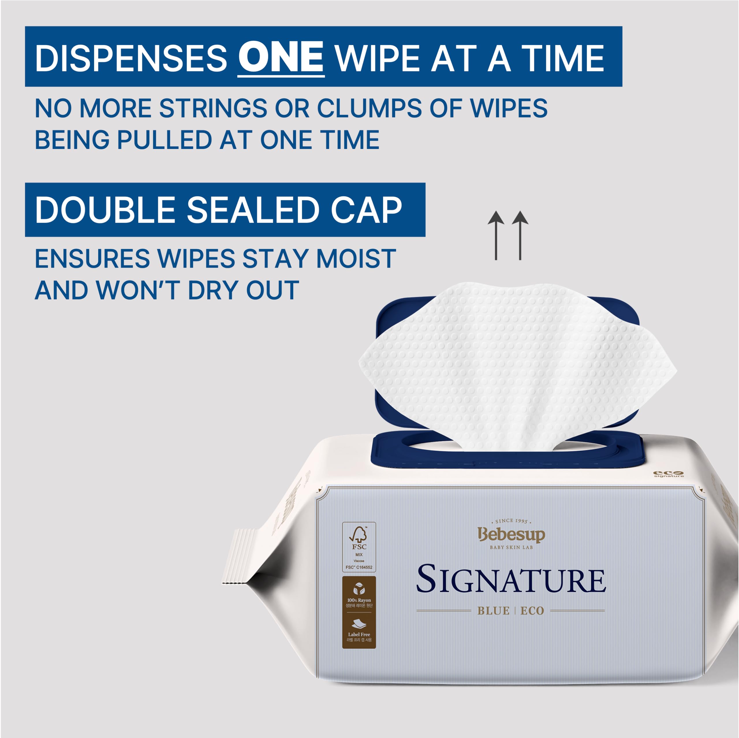 BEBESUP newborn-hypoallergenic-unscented wipes fit sensitive skin.