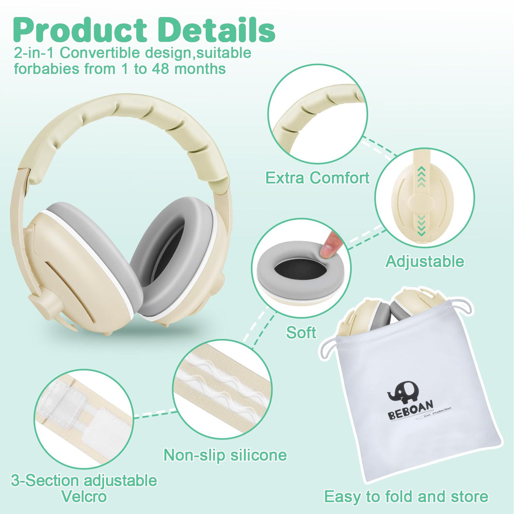 BEBOAN 2-in-1 ear muffs with foam insulation for effective noise reduction