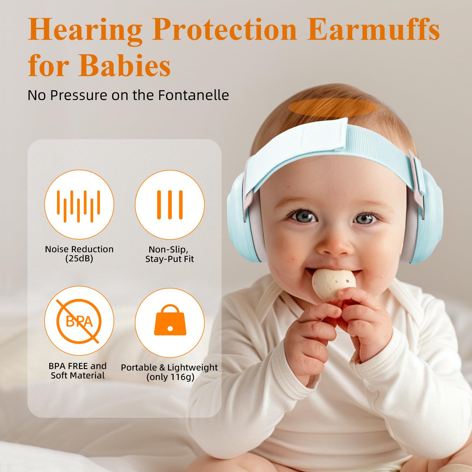 BEBOAN adjustable soft headband provides comfortable fit for growing infants.