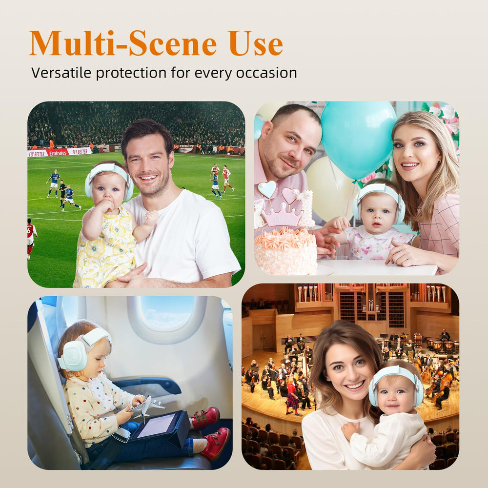 BEBOAN baby ear protection in use during a noisy party environment.