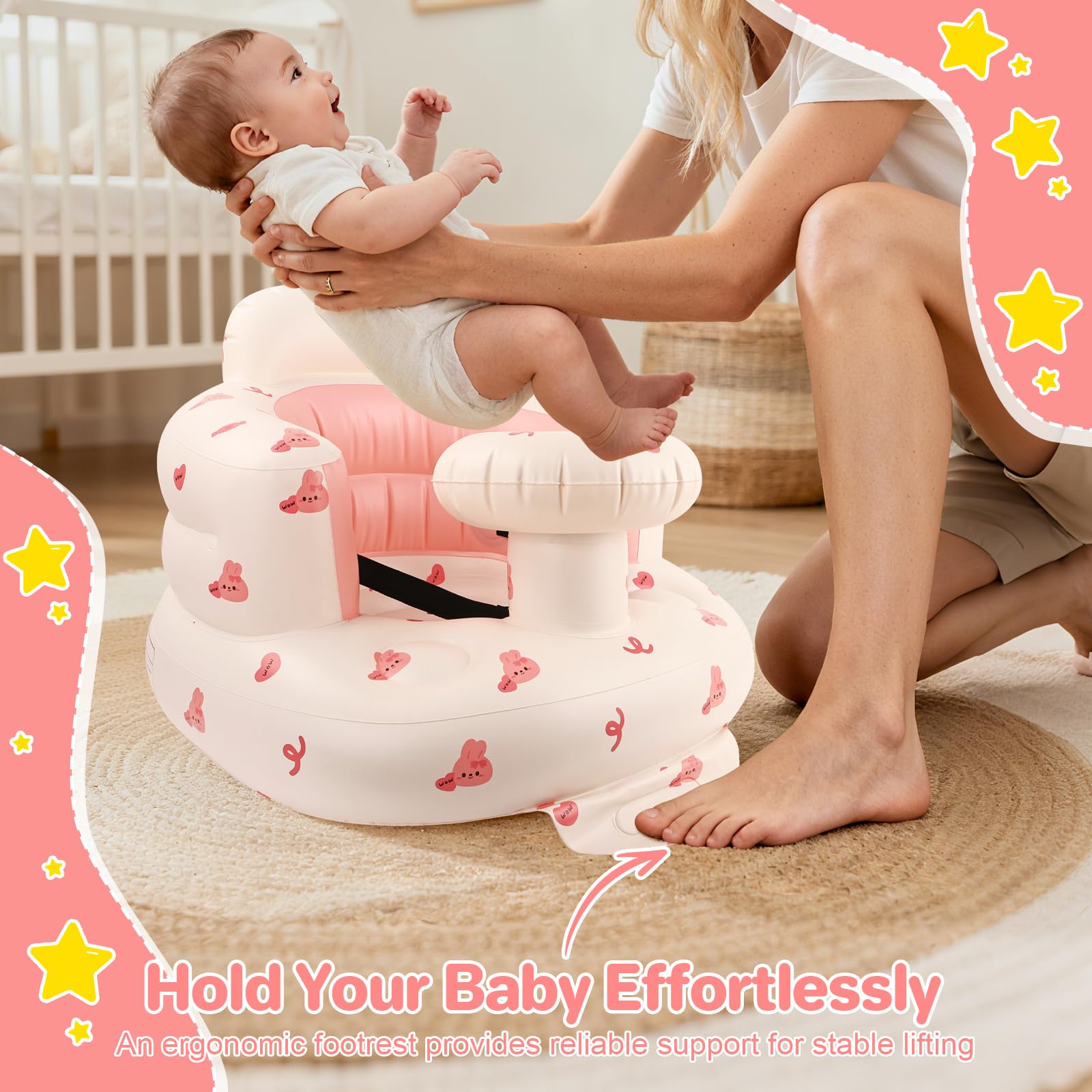 BEBOAN easy-clean tray surface keeps snacks and toys within reach.