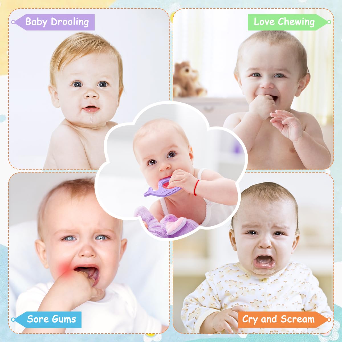 BEBOAN teething crown silicone toy engages little hands during grip.