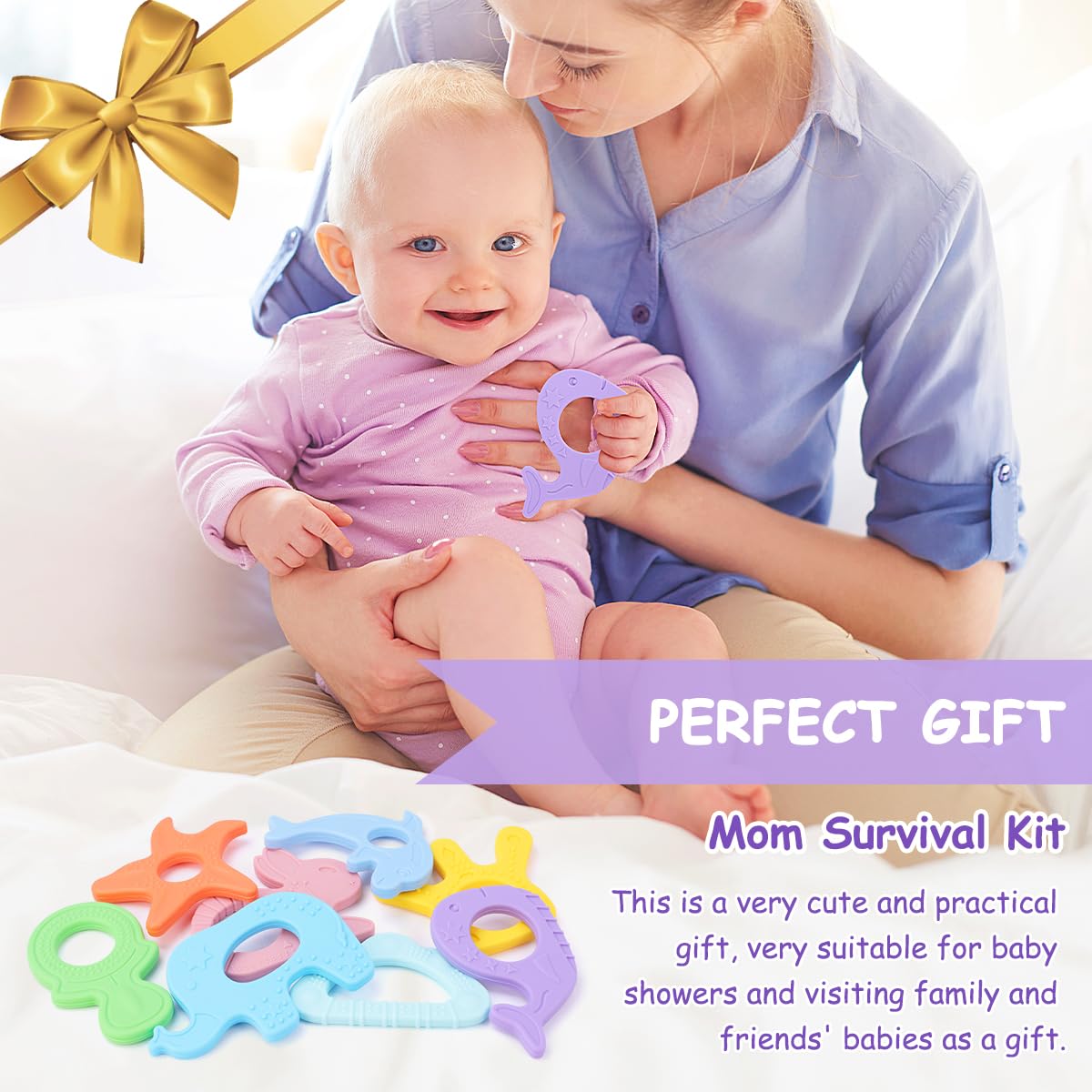 BEBOAN teething pacifier silicone toy offers soothing bites and grip.