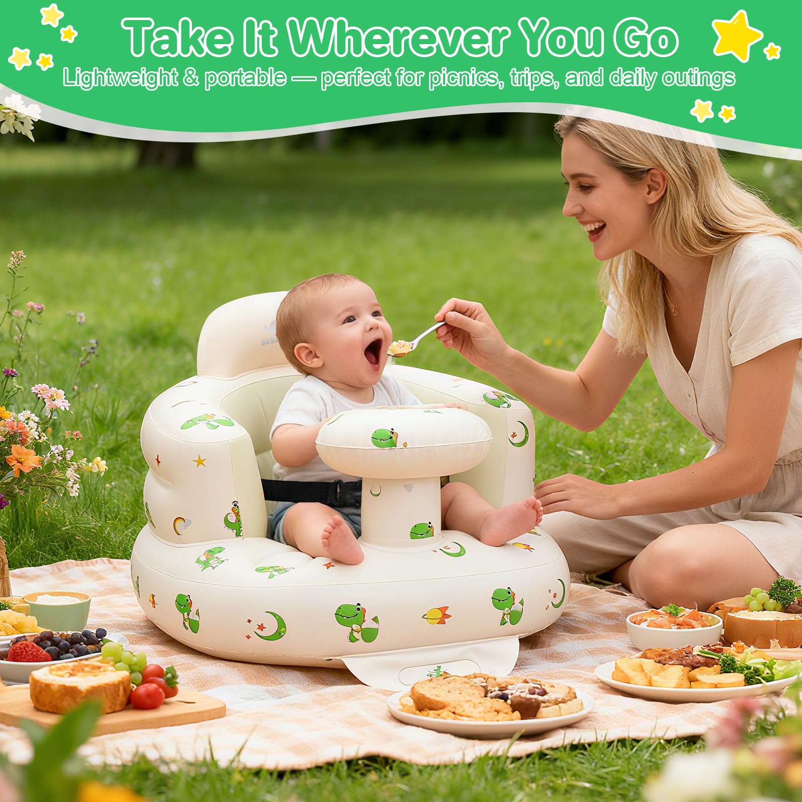 BEBOAN upseat ergonomic design keeps baby comfy during sit-up practice
