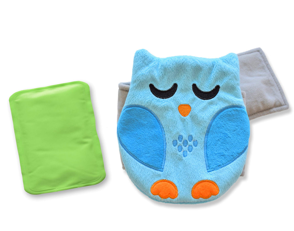 Bebon Belly Hugger with owl pattern calms fussy infants using gentle warmth.