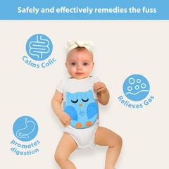 Bebon gel-pack with nylon cover provides safe heat for tummy comfort.