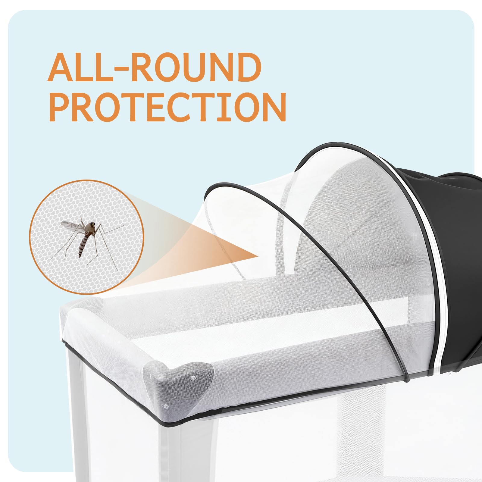 BEBONO foldable mosquito net includes storage bag for neat, portable use.