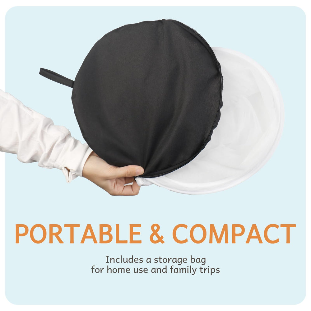 BEBONO foldable net with storage bag for travel and storage.