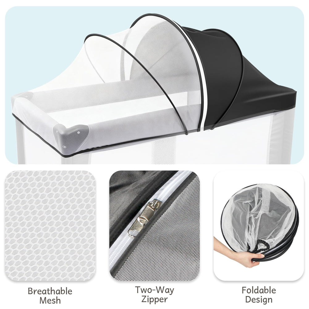 BEBONO indoor and outdoor compatible netting shields against mosquitoes and pets.