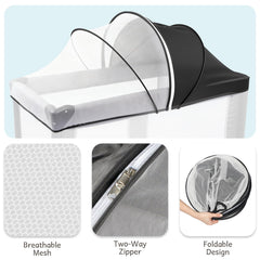 BEBONO indoor and outdoor compatible netting shields against mosquitoes and pets.