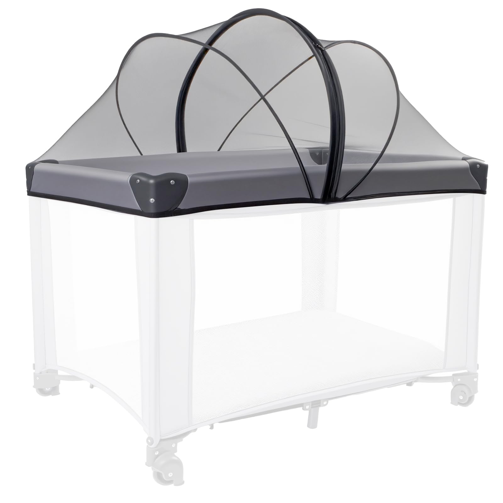 BEBONO mosquito net for Pack N Play covers baby area with insect protection.