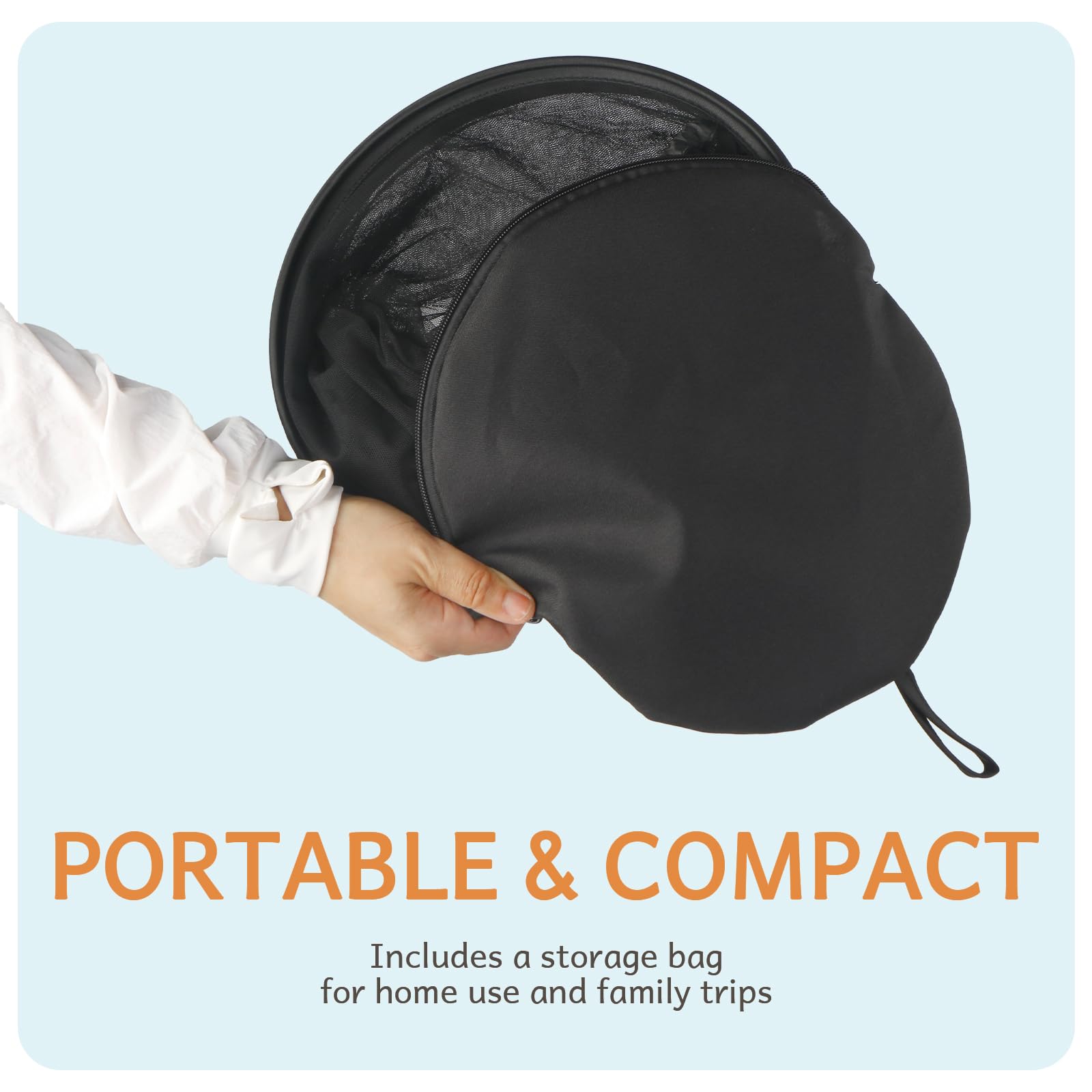 BEBONO transparent mesh promotes airflow while keeping pets and bugs away.