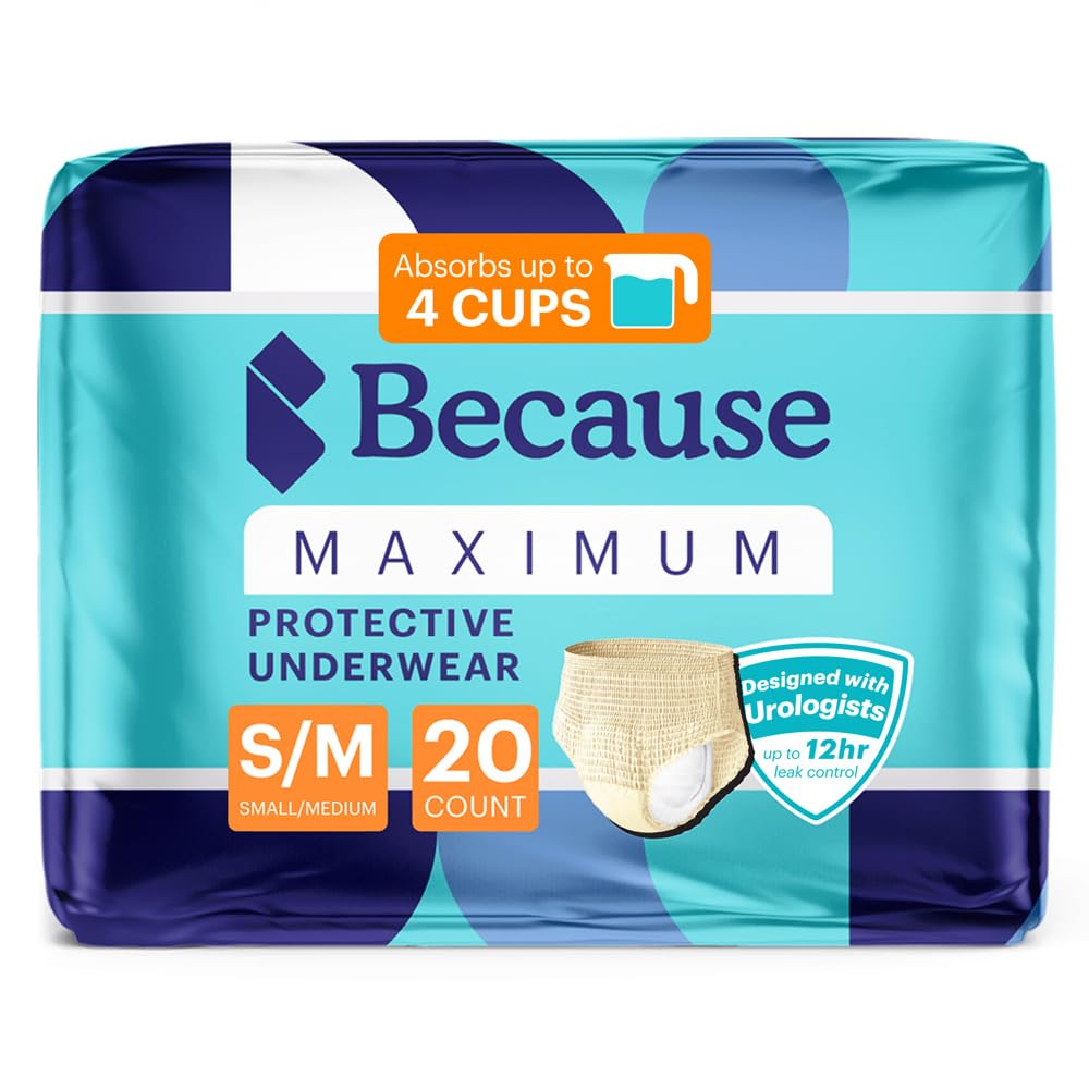 Because discreet maximum absorbency underwear for women in beige, size S/M, designed for invisible wear