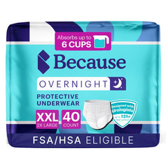 Because Overnight Absorbency Pull Ups box front view for extended wear