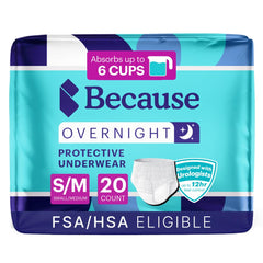 Because Overnight Absorbency Pull Ups packaging view showing product box for overnight protection