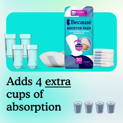 Easy-to-change booster pads for on-the-go use with Because brand