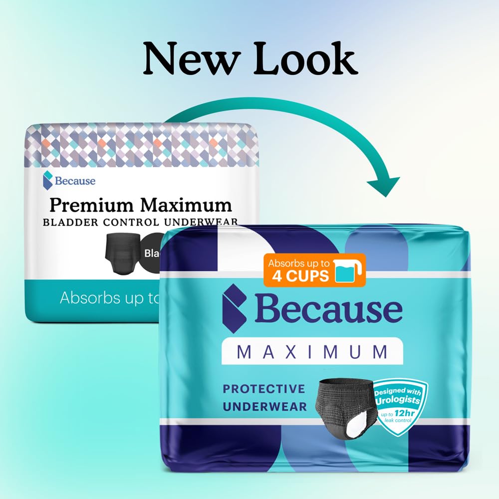 Because Premium Maximum Absorbency underwear pack-back demonstrates full backside protection during movement