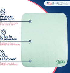 Beck's Classic underpad close-up highlights heavy absorbency for spills
