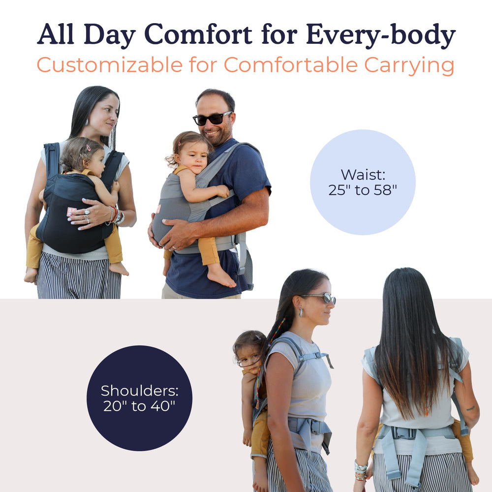 Beco Fly Ultralite adjustable straps and waistband fit a range of parents.