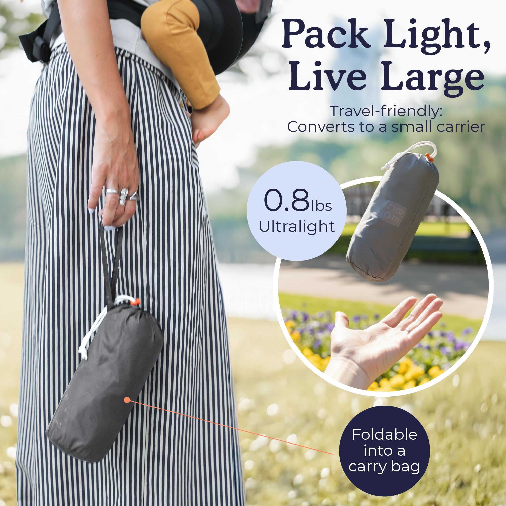 Beco Fly Ultralite back carry mode ready for larger adventures.