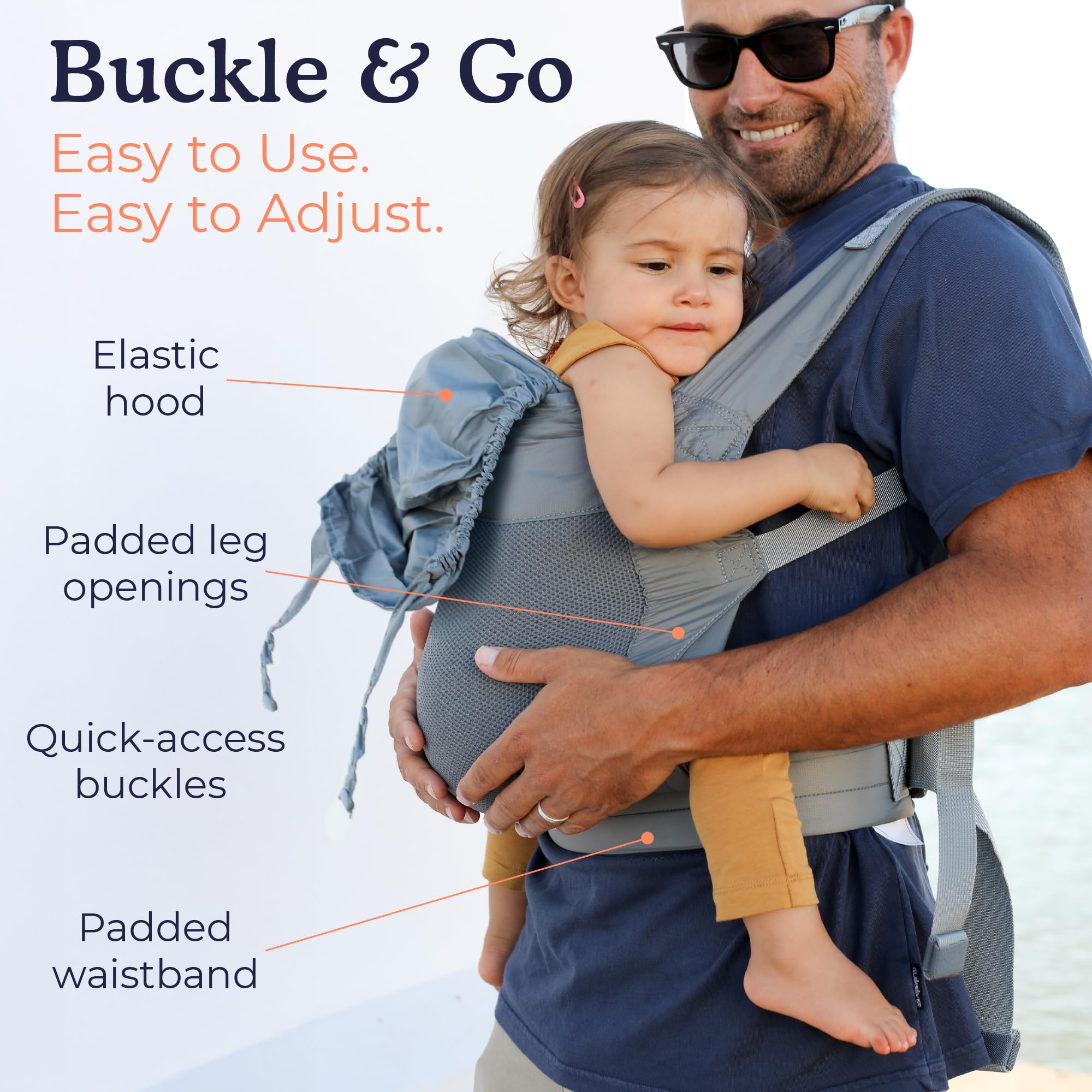 Beco Fly Ultralite M-position hip carry supports ergonomic comfort.