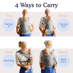 Beco Gemini 2.0 hip carry provides ergonomic support for both parent and baby.