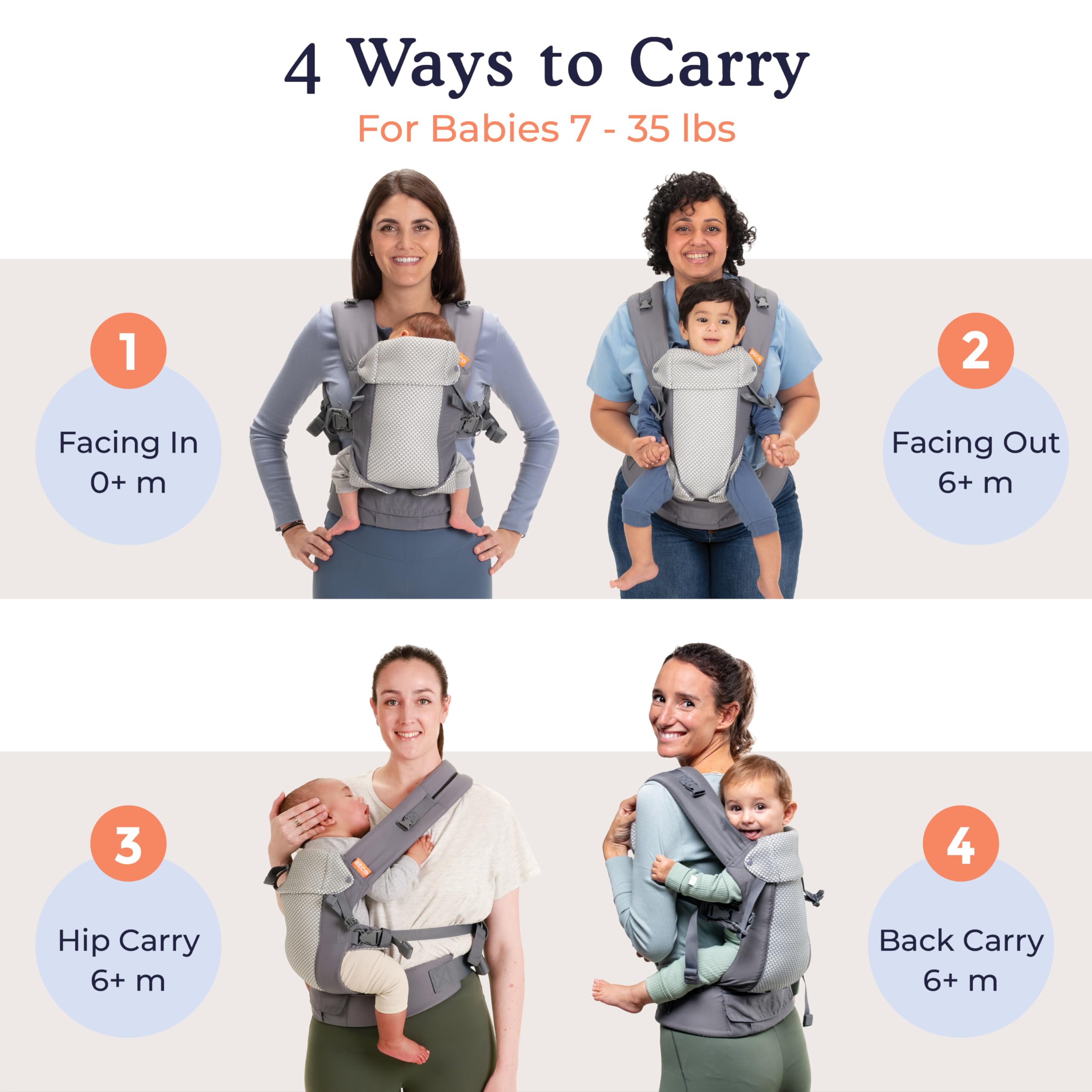 Beco Gemini built-in headrest supports infant comfort during longer holds