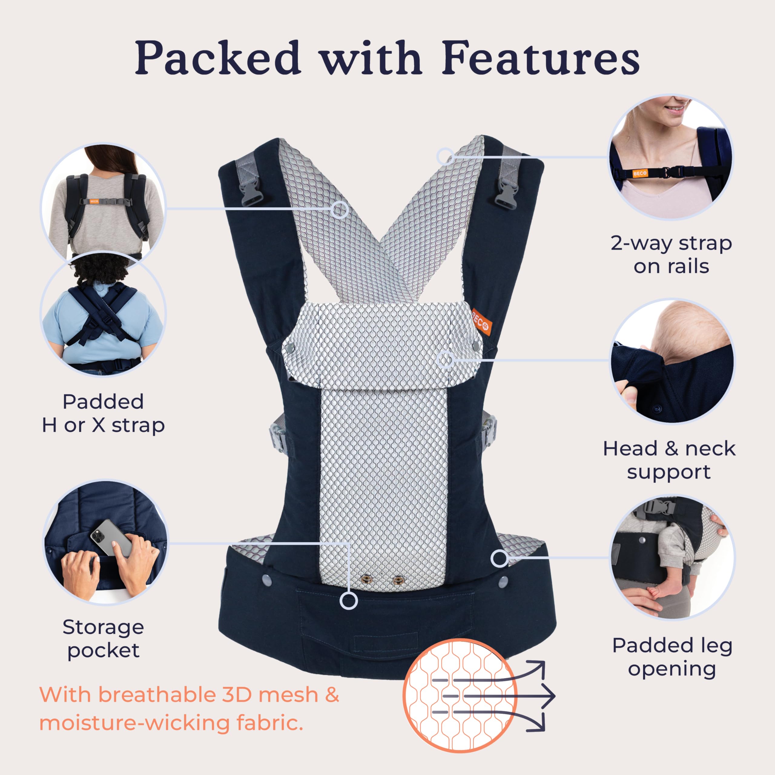 Beco Gemini four carry positions offer versatile carrying options