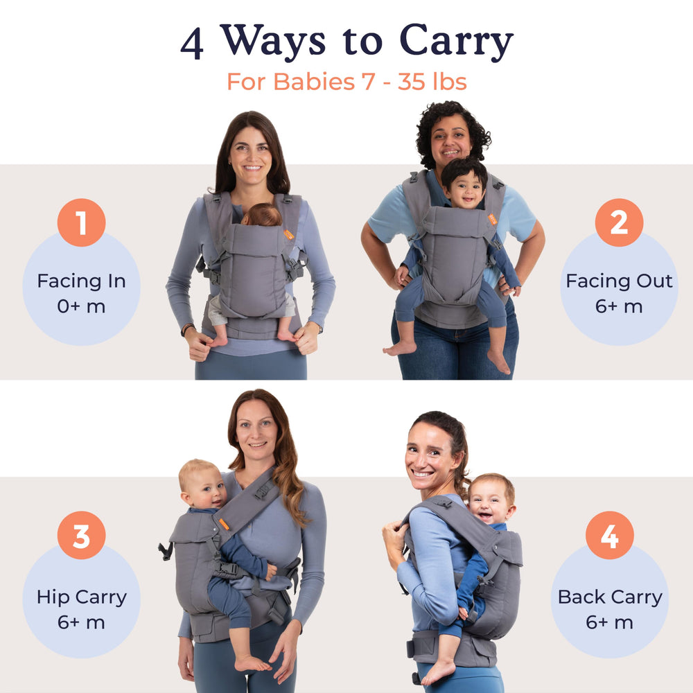 Beco Gemini front carry position shows ergonomic stance for early outings.