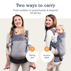 Beco Toddler Carrier back view with detachable hood for shade or nursing cover.