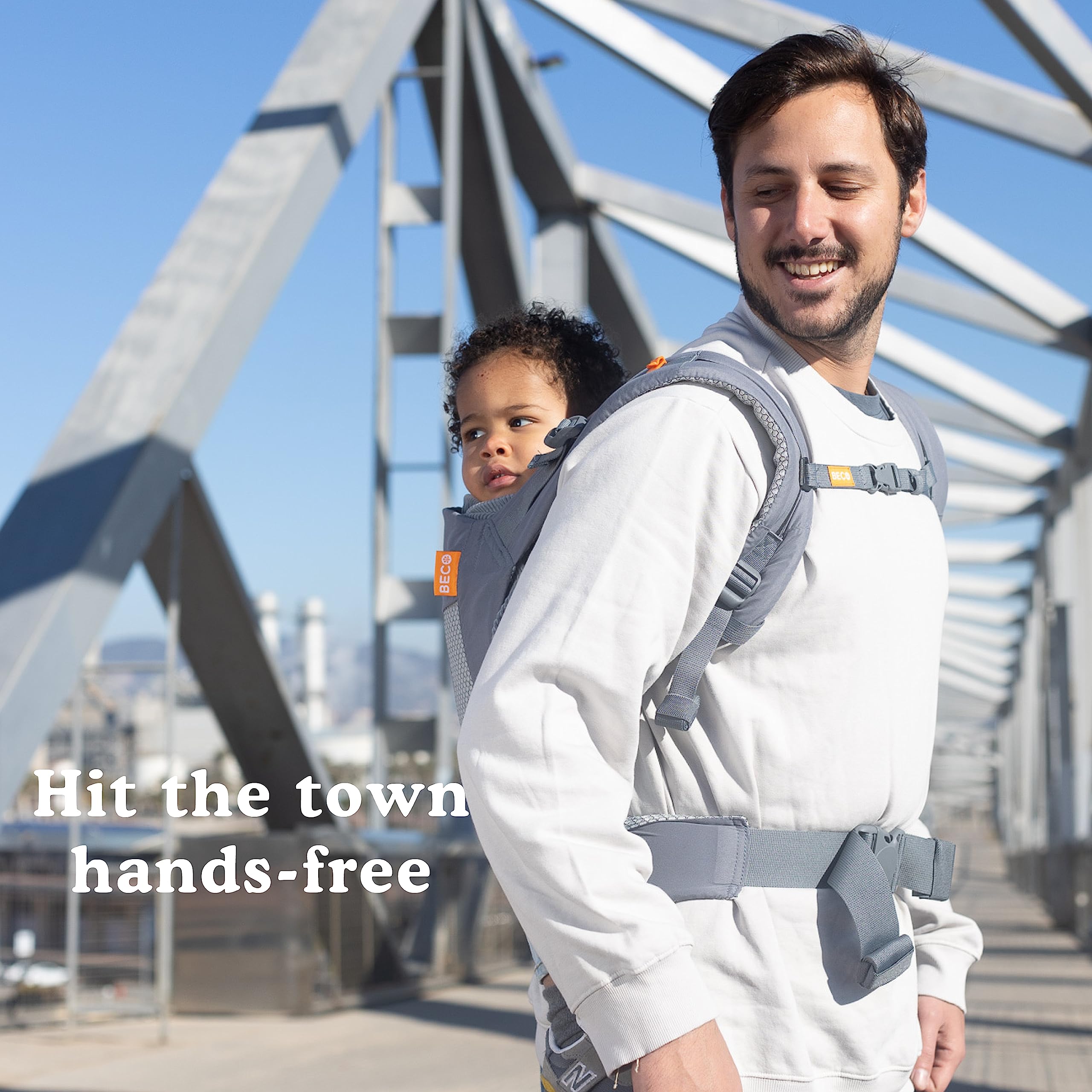 Beco Toddler Carrier high back panel provides lumbar support during wear.