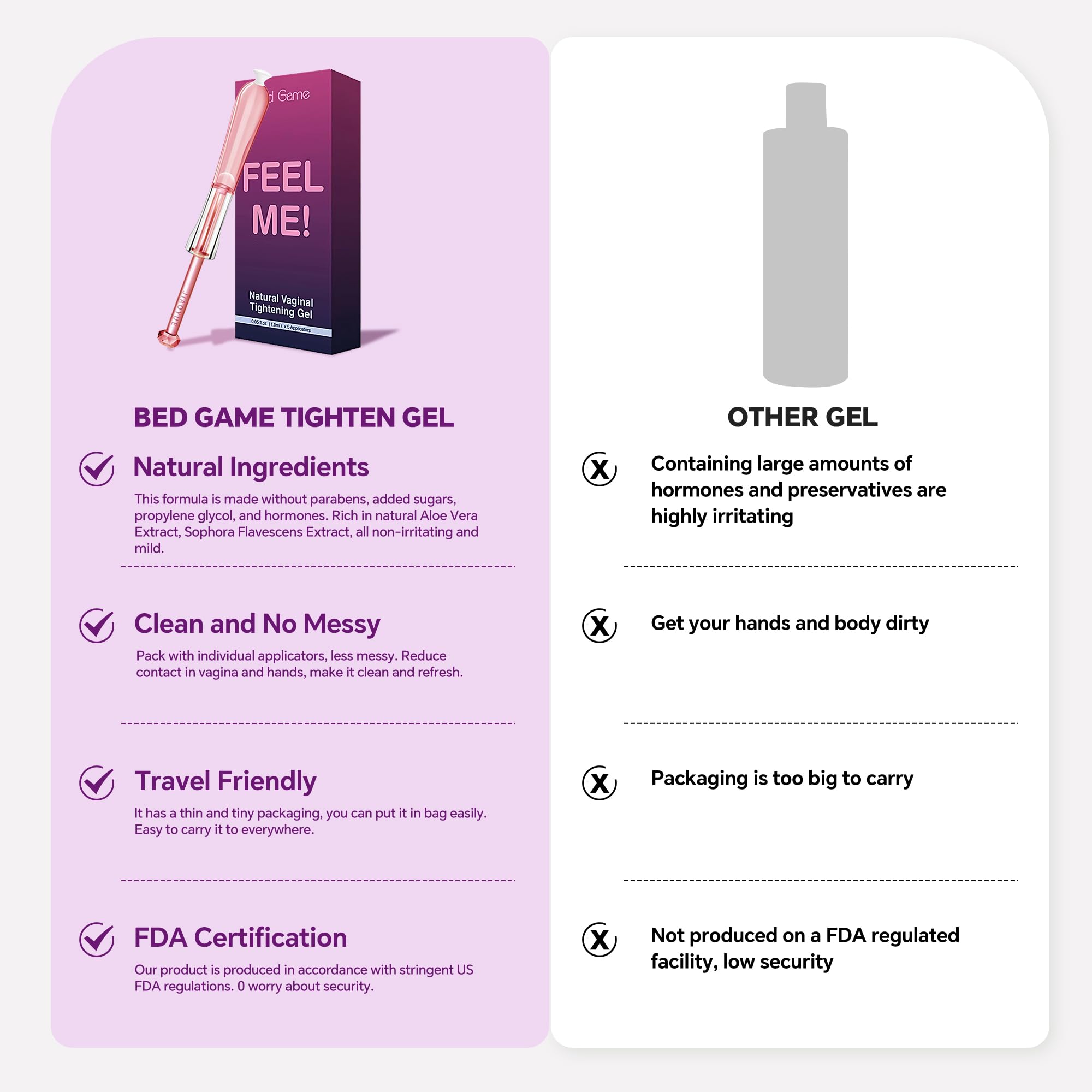 BED GAME paraben-free natural ingredients support gentle intimacy care.