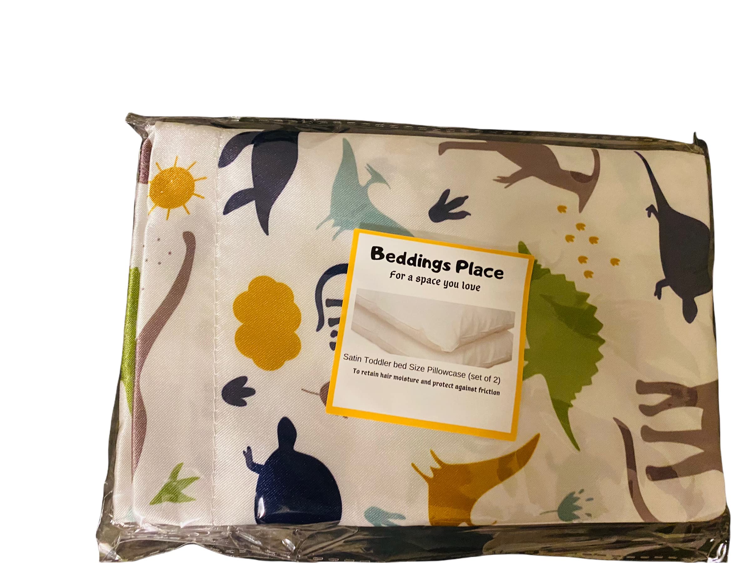 Beddings Place satin toddler pillowcase care label and maintenance guidance.