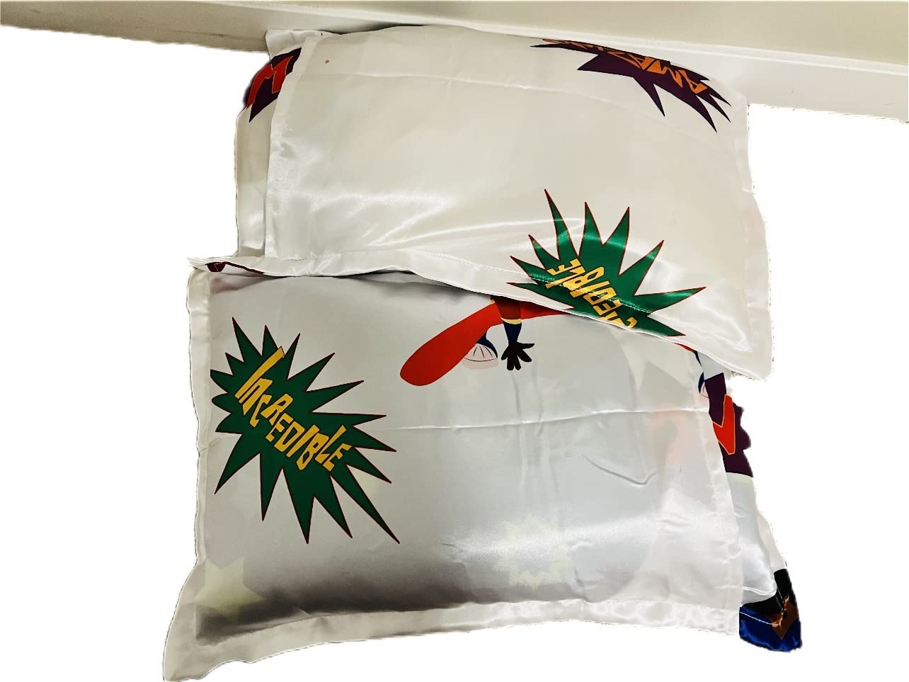 Beddings Place satin pillowcase with envelope flanges for secure fit.