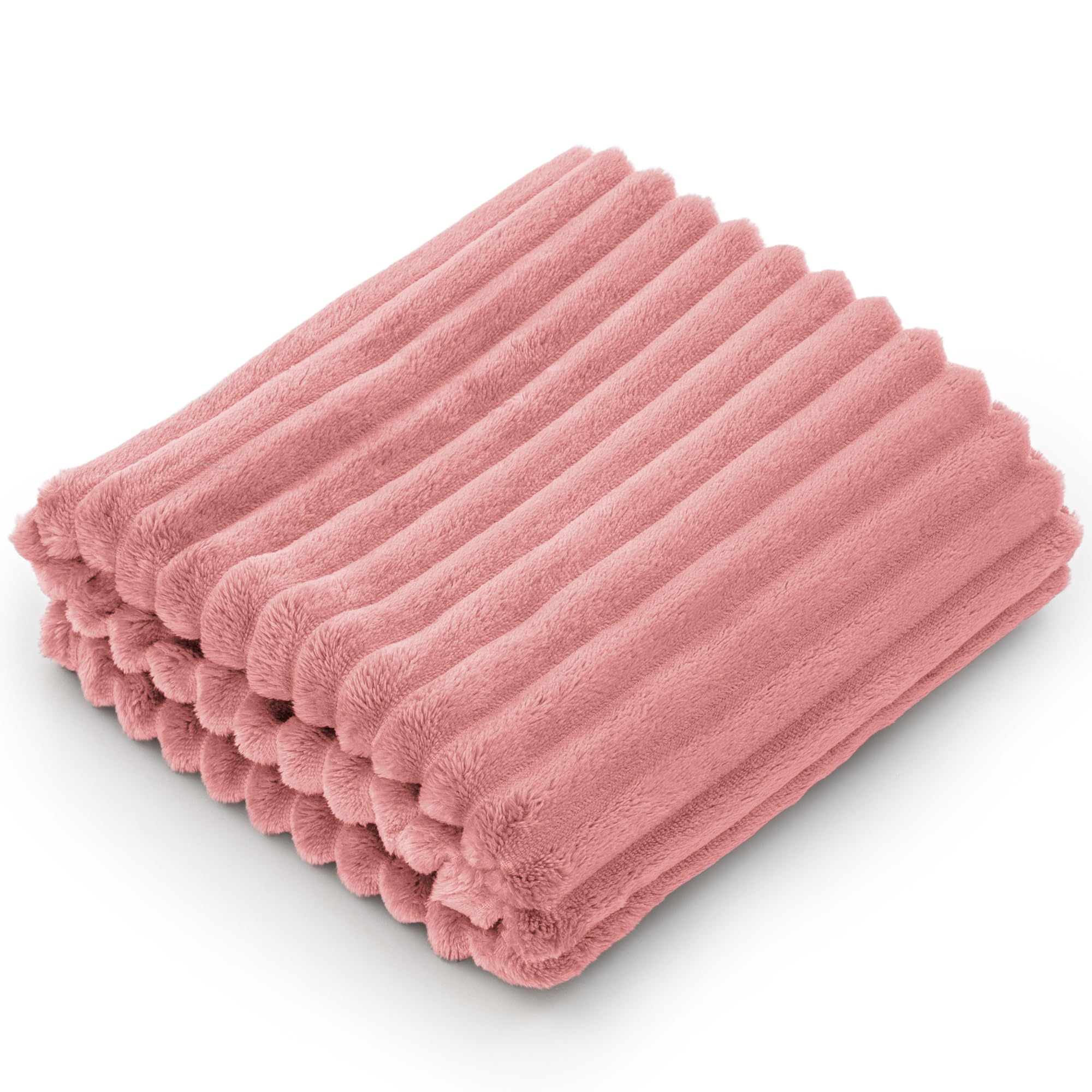 BEDELITE baby blanket with 3D ribbed jacquard pink pattern for cozy comfort.